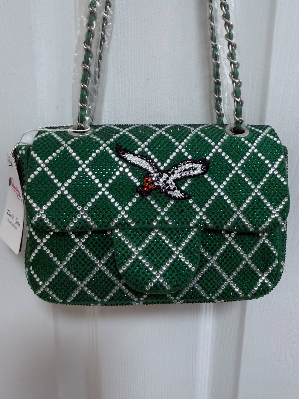 NWT NFL Philadelphia Eagles Green Crystal Crossbody Bag - Picture 4 of 4